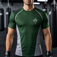 Jitsuninja Unisex Green Rash Guard | Short Sleeve Compression for BJJ & MMA