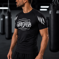 Jitsuninja Unisex black jiu jitsu Rash Guard | Short Sleeve Compression for BJJ & MMA