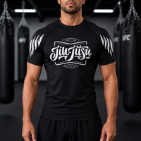 Jitsuninja Unisex black jiu jitsu Rash Guard | Short Sleeve Compression for BJJ & MMA