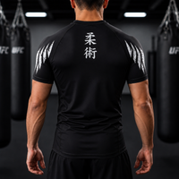 Jitsuninja Unisex black jiu jitsu Rash Guard | Short Sleeve Compression for BJJ & MMA