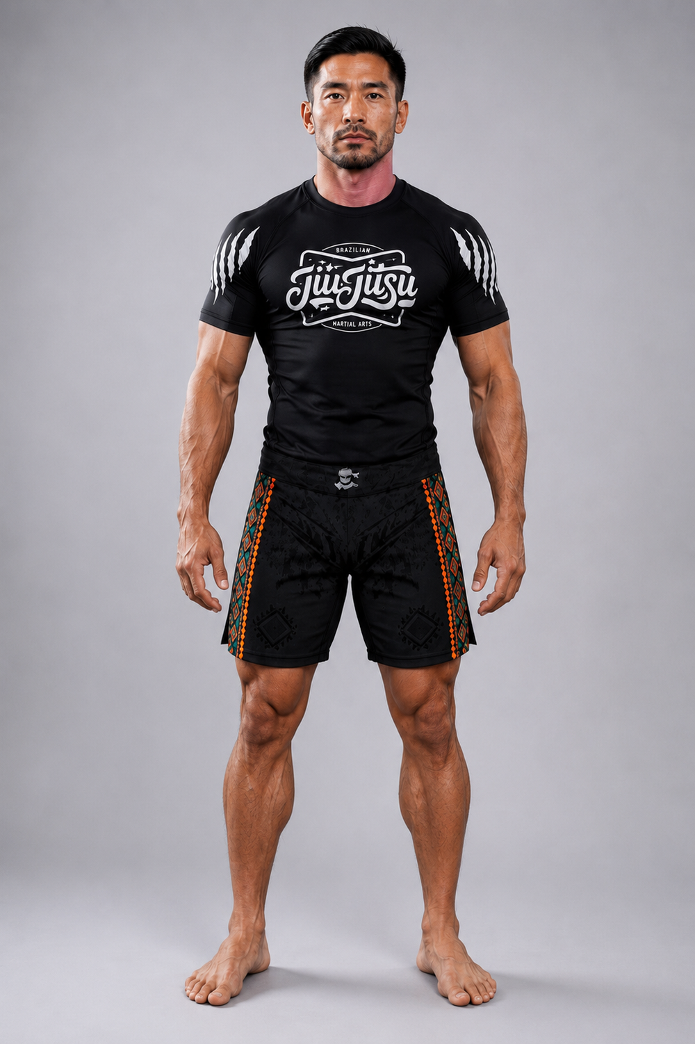 Jitsuninja Unisex black jiu jitsu Rash Guard | Short Sleeve Compression for BJJ & MMA