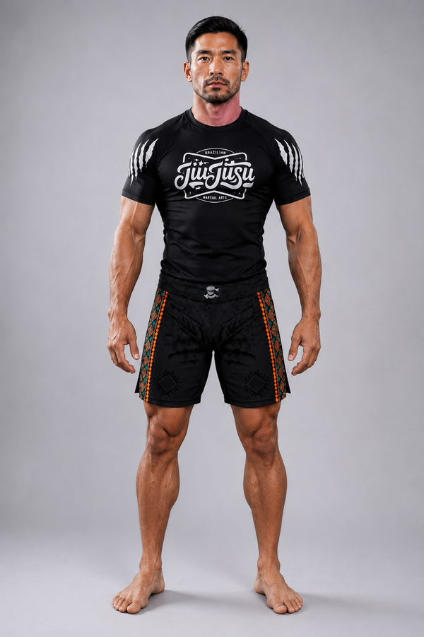 Jitsuninja Unisex black jiu jitsu Rash Guard | Short Sleeve Compression for BJJ & MMA