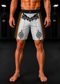 Jitsuninja Unisex Tribal White MMA Shorts