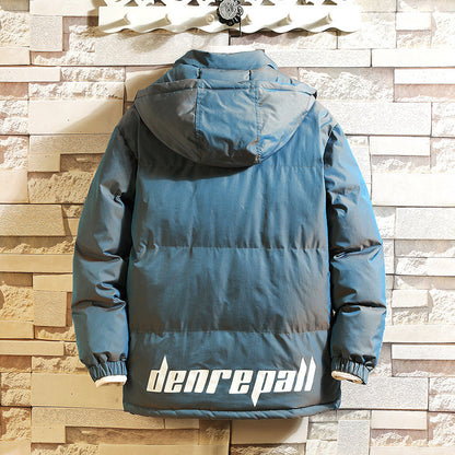 Men's Casual Cotton-padded Jacket With Warm And Cold Loose Hood