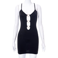 Women's Solid Color Sling Hollow Heart Bag Hip Dress
