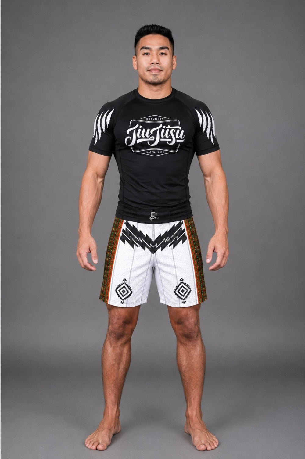 Jitsuninja Unisex Tribal White MMA Shorts