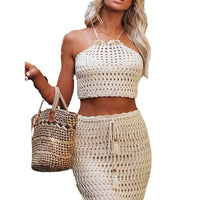 Women's Solid Color Knitted Beach Bikini Suit