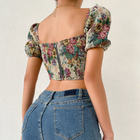 Backless Puff Sleeve Fishbone Sling Niche Court Retro Vest
