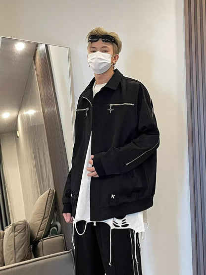 Retro XINGX Zipper Decorations Jacket Men's All-matching Loose Casual Jacket