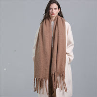 European And American Plus Long Scarf Winter Cashmere Warm All-matching Solid Color Scarf Men And Women Fashion Tassel Scarf New.
