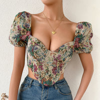 Backless Puff Sleeve Fishbone Sling Niche Court Retro Vest