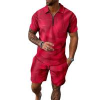 Digital Printing Zipper Short Sleeve Men