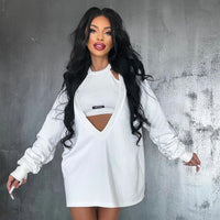 Personality All-matching Sexy Slim-fitting Sweater Hot Girl Two-piece Set Top