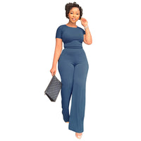Solid Color Casual Top Pants Women's Two-piece Suit